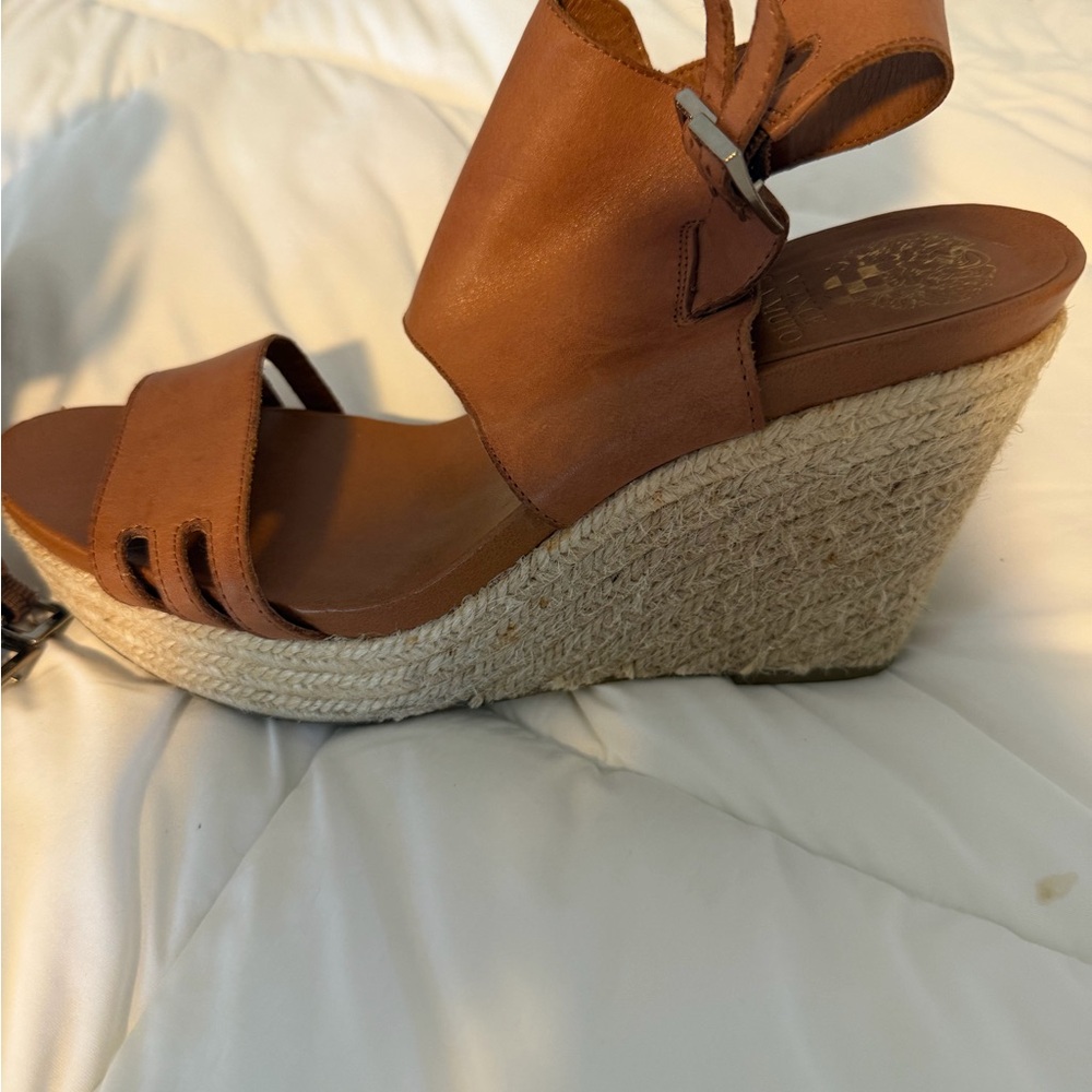 Vince Camuto tan Leather Slide Sandals